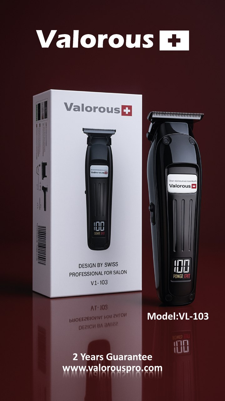 ماشین اصلاح والوروس حرفه ای خط زن تیغه تیتانیوم،  باطری لیتیوم (LCD) Valorous model VL-103