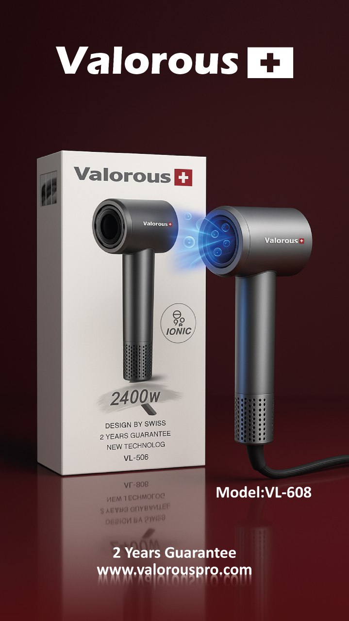 سشوارتوربینی تکنولوزی جدید 2400 وات والوروس  Valorous model VL-608