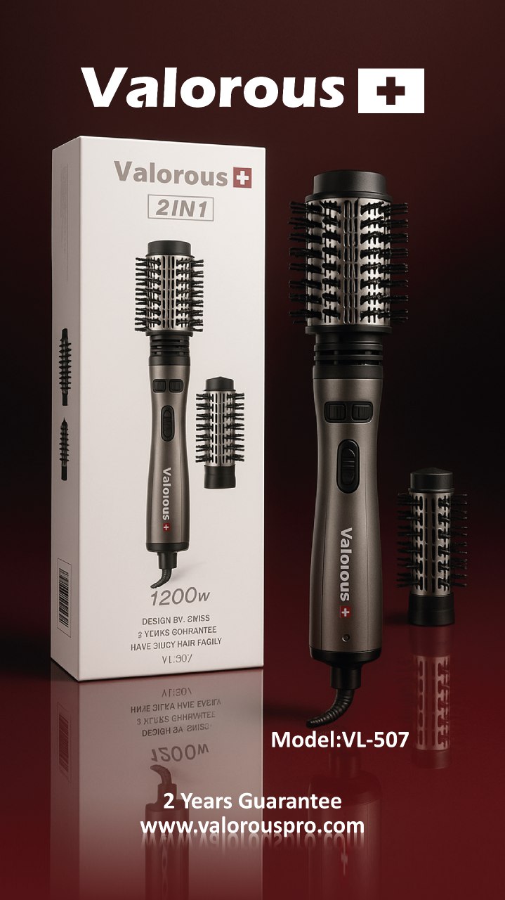 سشوارچرخشی 2 سری 1200 وات  2in1 هاردباکس والوروس Valorous modelVL-507