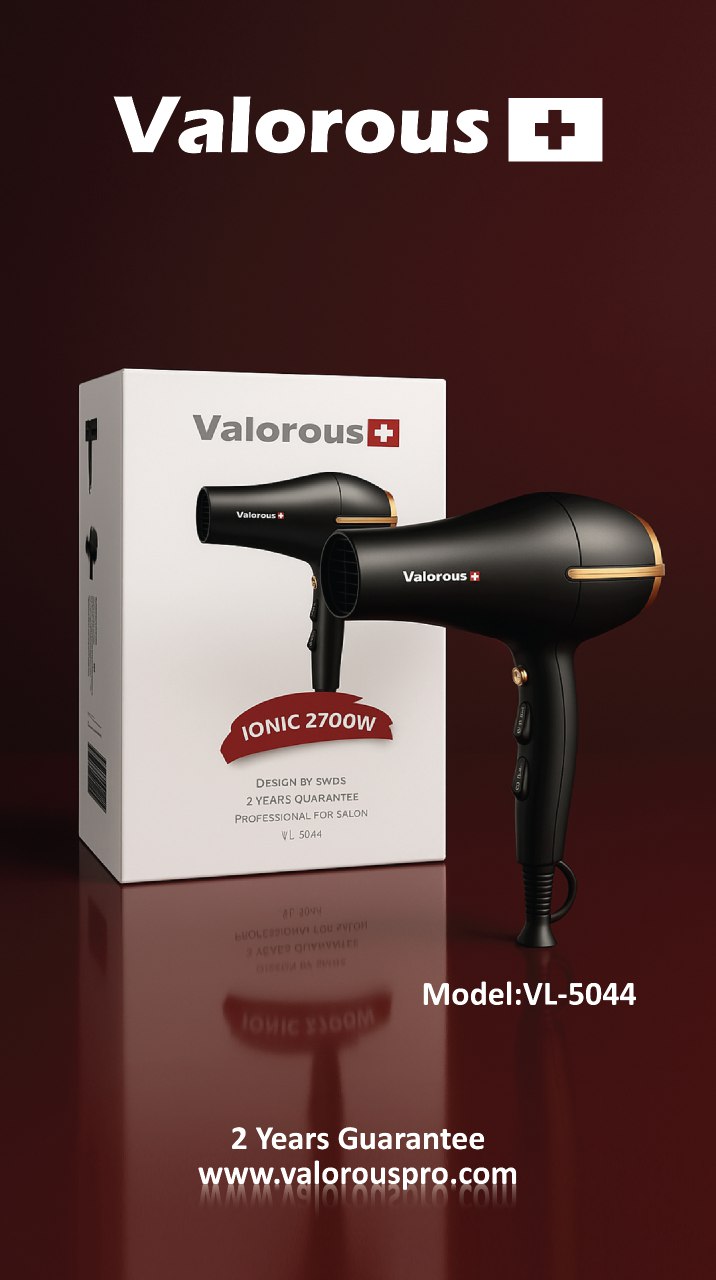 سشوار والوروس فوق حرفه ای سالنی 2600 وات  دیسپانسر-هاردباکس valorous model VL-504