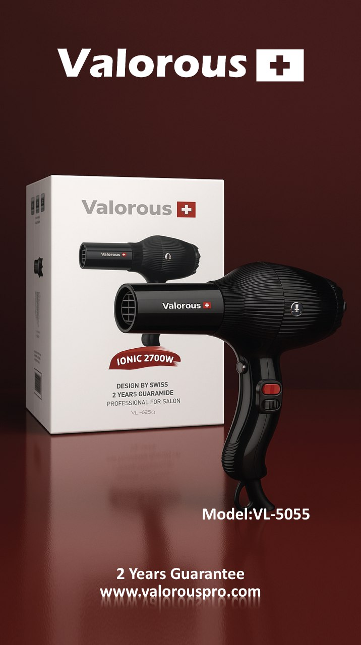 سشوار والوروس فوق حرفه ای سالنی 2600 وات  دیسپانسر-هاردباکس valorous model VL-505